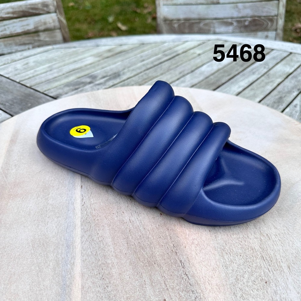 Sporto Mens Flex Sandals Size 9 Navy Blue Cushion Comfort Pull On Slides New